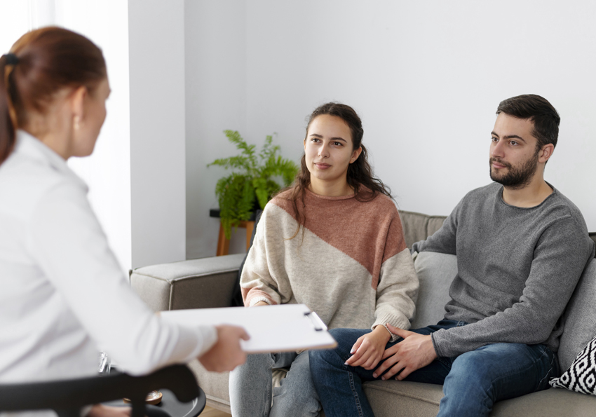psychologist talking to couple